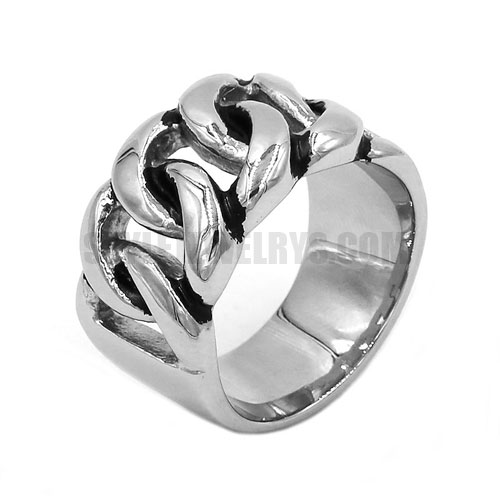 Stainless Steel Vintage Gothic Biker Link Chain Ring Band SWR0725 - Click Image to Close